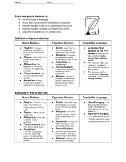 Poets use poetic devices to - Lake Harriet Community School