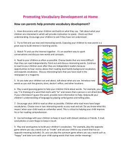 Promoting Vocabulary Development at Home