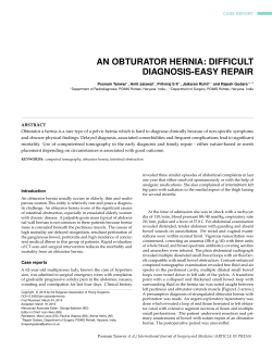 AN OBTURATOR HERNIA: DIFFICULT DIAGNOSIS