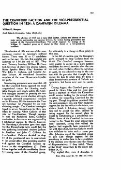 The Crawford Faction and the Vice-Presidential Question in 1824: A