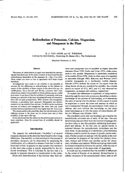 Redistribution of Potassium, Calcium, Magnesium, and Manganese