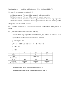 New Calculus 5.4 Modeling and Optimization (Word Problems ALL