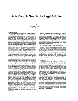 Acid Rain: In Search of a Legal Solution
