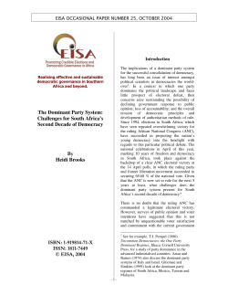 The Dominant Party System: Challenges for South Africa`s