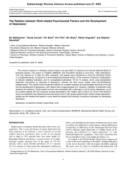 The Relation between Work-related Psychosocial Factors and the
