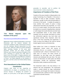 First Amendment to the United States Constitution Importance of