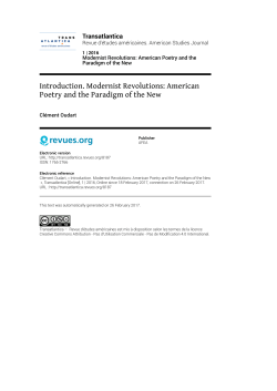 Introduction. Modernist Revolutions: American Poetry and the