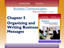 Organizing and Writing Business Messages