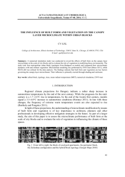 THE INFLUENCE OF BUILT FORM AND VEGETATION ON THE