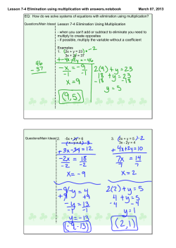 Lesson 7-4 Elimination using multiplication with answers.notebook