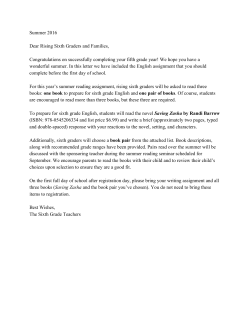 Summer 2016 Dear Rising Sixth Graders and Families