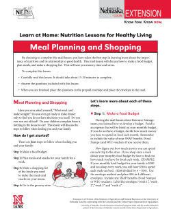 Meal Planning and Shopping - UNL Food