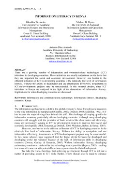 information literacy in kenya - The Electronic Journal of Information