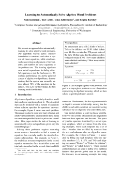 Learning to Automatically Solve Algebra Word Problems