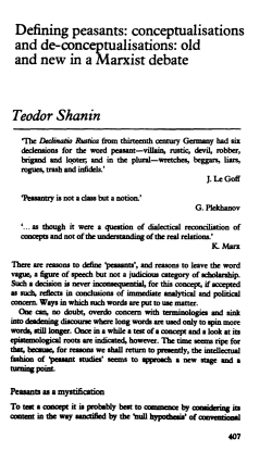 Defining peasants