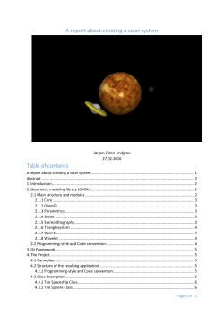 A report about creating a solar system Table of contents