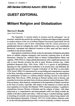 GUEST EDITORIAL Militant Religion and Globalization