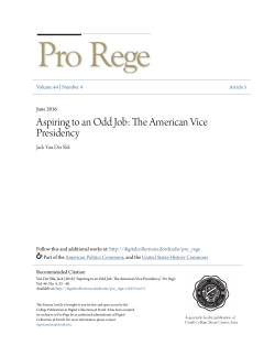 Aspiring to an Odd Job: The American Vice Presidency