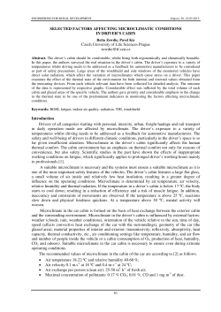 SELECTED FACTORS AFFECTING MICROCLIMATIC CONDITIONS