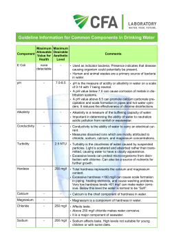 Guideline Information for Common Components in Drinking Water