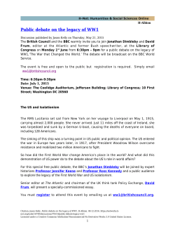 Public debate on the legacy of WW1 - H-Net