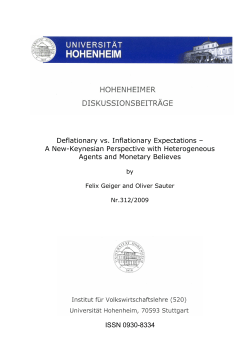 Deflationary vs. Inflationary Expectations &ndash; A New