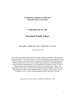 Sweetman Family Papers - National Library of Ireland