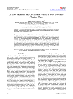 On the Conceptual and Civilization Frames in Ren&eacute; Descartes