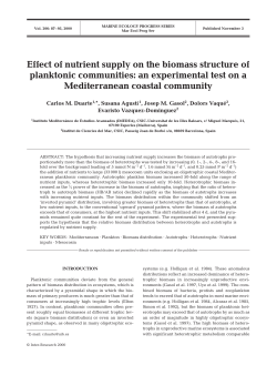 Effect of nutrient supply on the biomass structure of planktonic