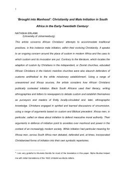 In South African historical scholarship there is a tendency to see