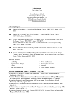 Leire Gartzia Curriculum Vitae Deusto Business School University of