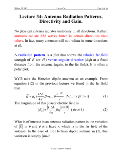 Lecture 34: Antenna Radiation Patterns. Directivity