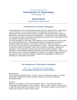 Introduction to Psychology- David Buck