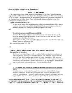 Mansfield Bill of Rights Charter Amendment Section 1.03. Bill of
