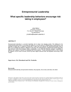 Entrepreneurial Leadership What specific leadership behaviors