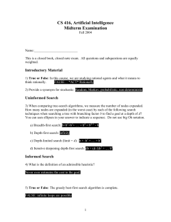 CS 416, Artificial Intelligence Midterm Examination