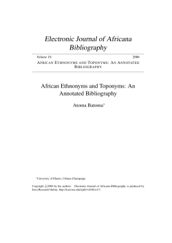 African Ethnonyms and Toponyms: An Annotated Bibliography