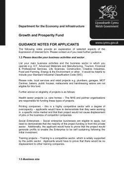 Growth and Prosperity Fund GUIDANCE NOTES FOR APPLICANTS