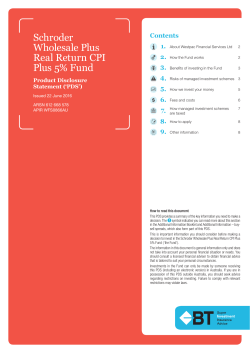 Schroder Wholesale Plus Real Return CPI Plus 5% Fund