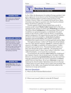 Section Summary Ch.1.3: The Protestant Reformation