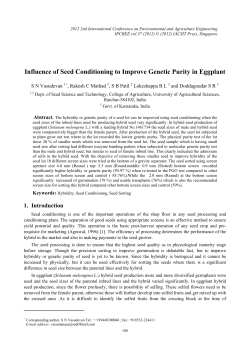 Influence of Seed Conditioning to Improve Genetic