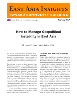 How to Manage Geopolitical Instability in East Asia