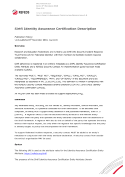 Sirtfi Identity Assurance Certification Description