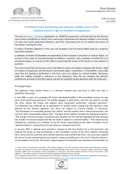 Prohibition from distributing anti-abortion leaflets near a