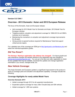 Overview - 2013 Domestic / Asian and 2012 European Release Did