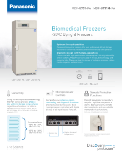 Biomedical Freezers - Panasonic Healthcare