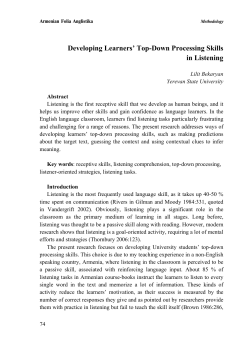 Developing Learners` Top-Down Processing Skills in Listening