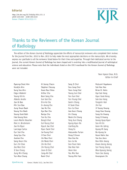 Thanks to the Reviewers of the Korean Journal of Radiology