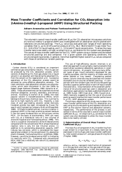 Mass Transfer Coefficients and Correlation for CO2 Absorption into