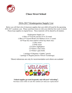 2016-2017 Student Supply List by Grade Level